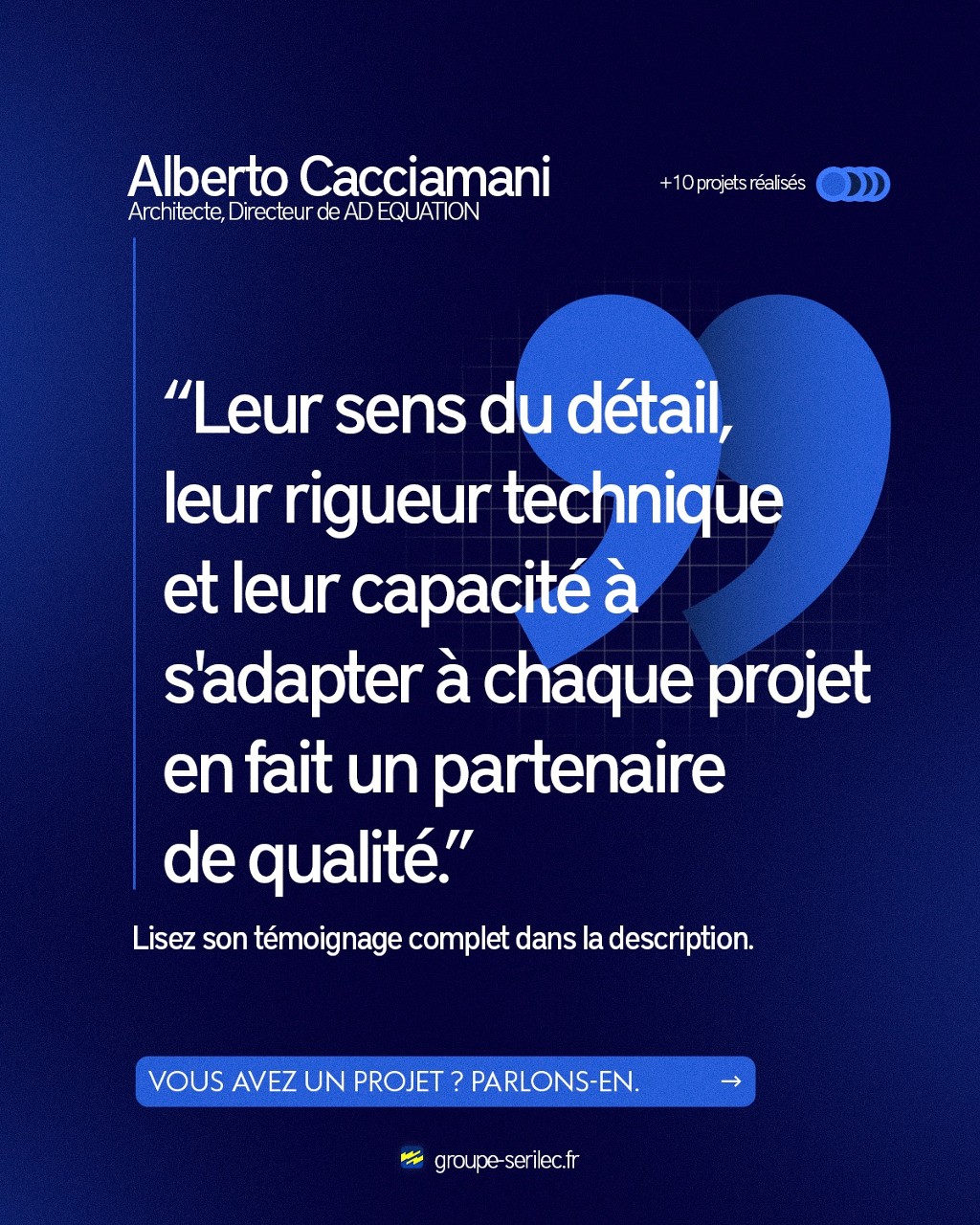 Témoignage d'Alberto Cacciamani sur sa collaboration avec SERILEC