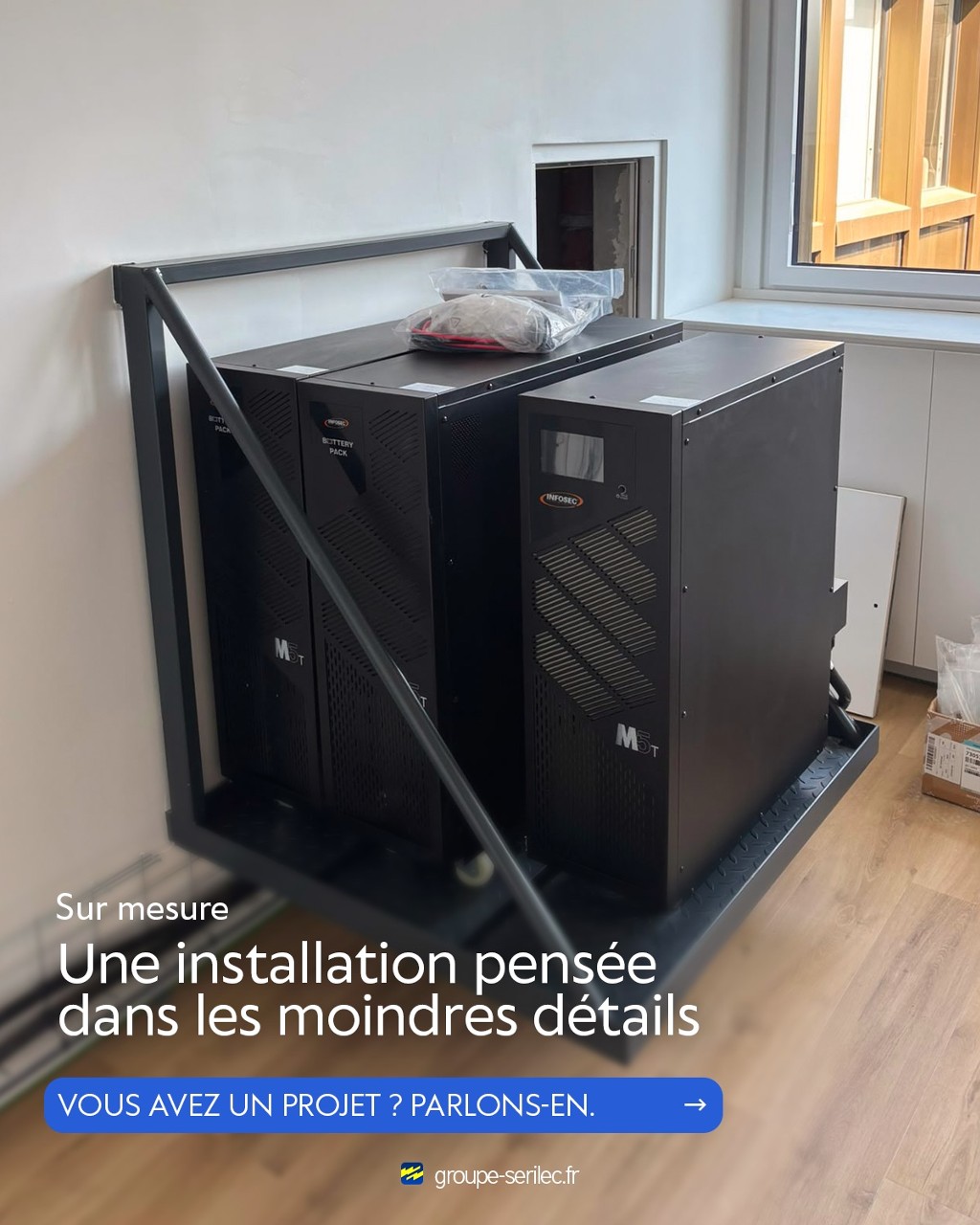 Installation spécifique SERILEC avec onduleurs et packs batteries
