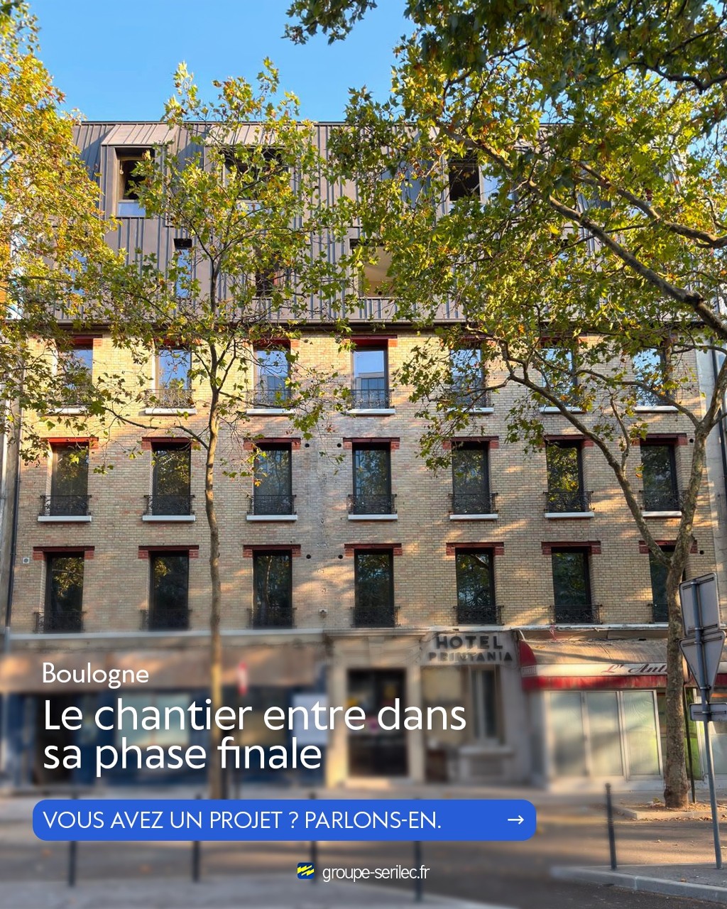 Dernière phase du chantier de l'Hôtel Paris Printania à Boulogne